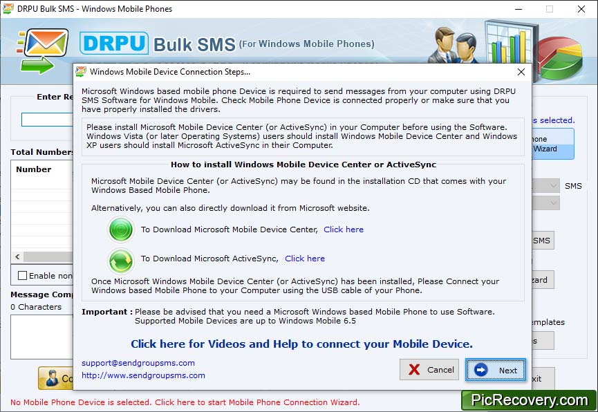 Bulk SMS Software for Windows mobile phones